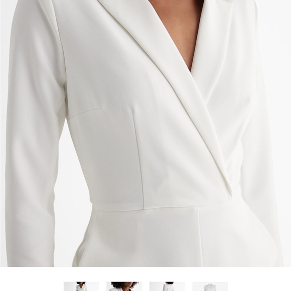 NWT Express Twill Long Sleeve Blazer Jumpsuit White Size 10 - Picture 4 of 4